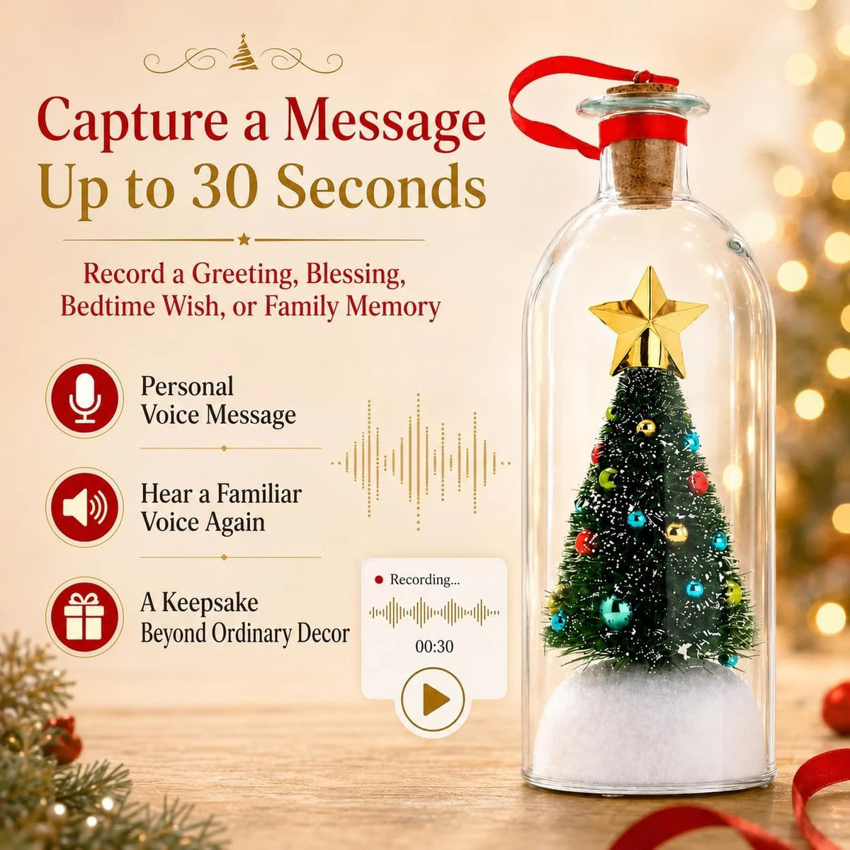 Voice of Christmas Recordable Tree Bottle