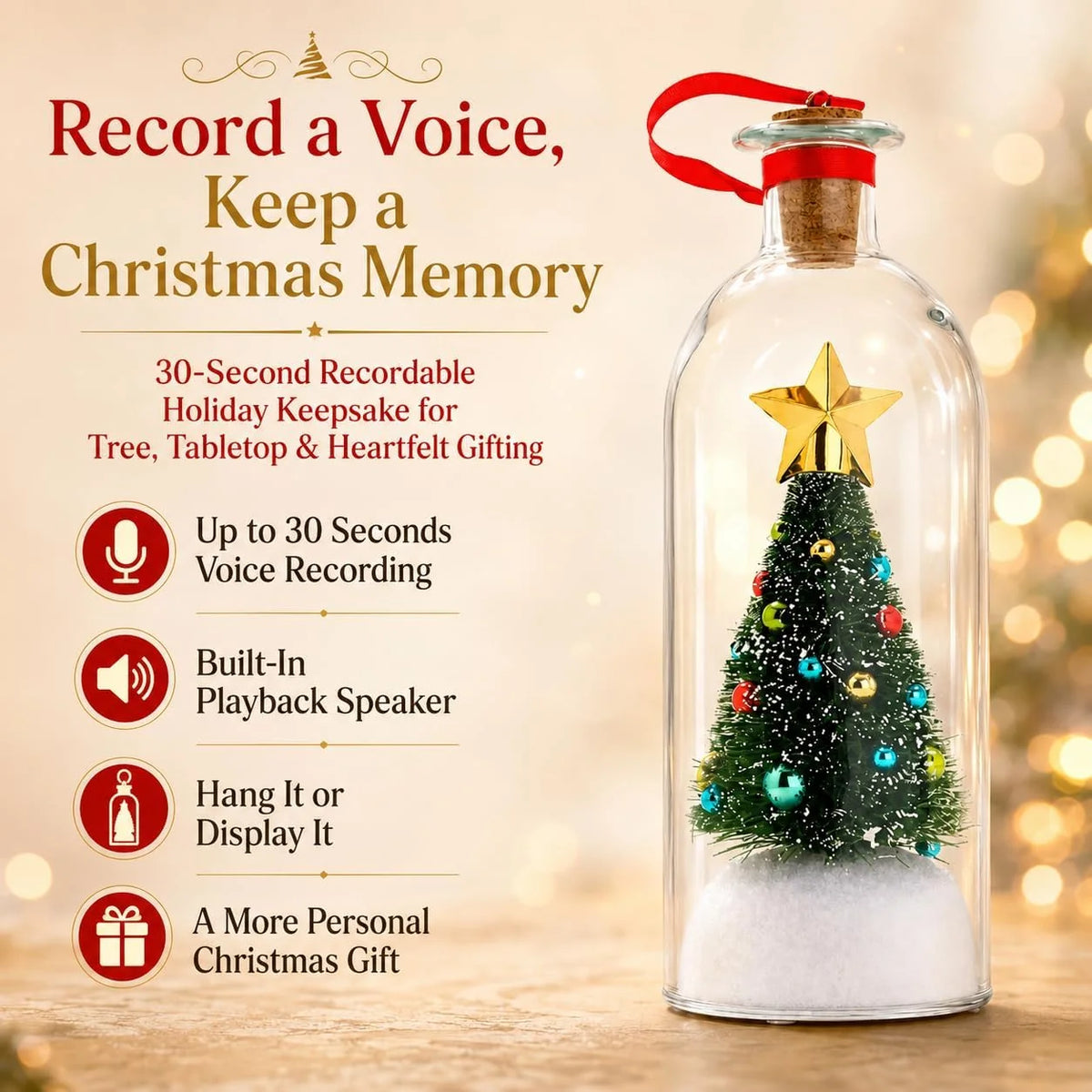Voice of Christmas Recordable Tree Bottle